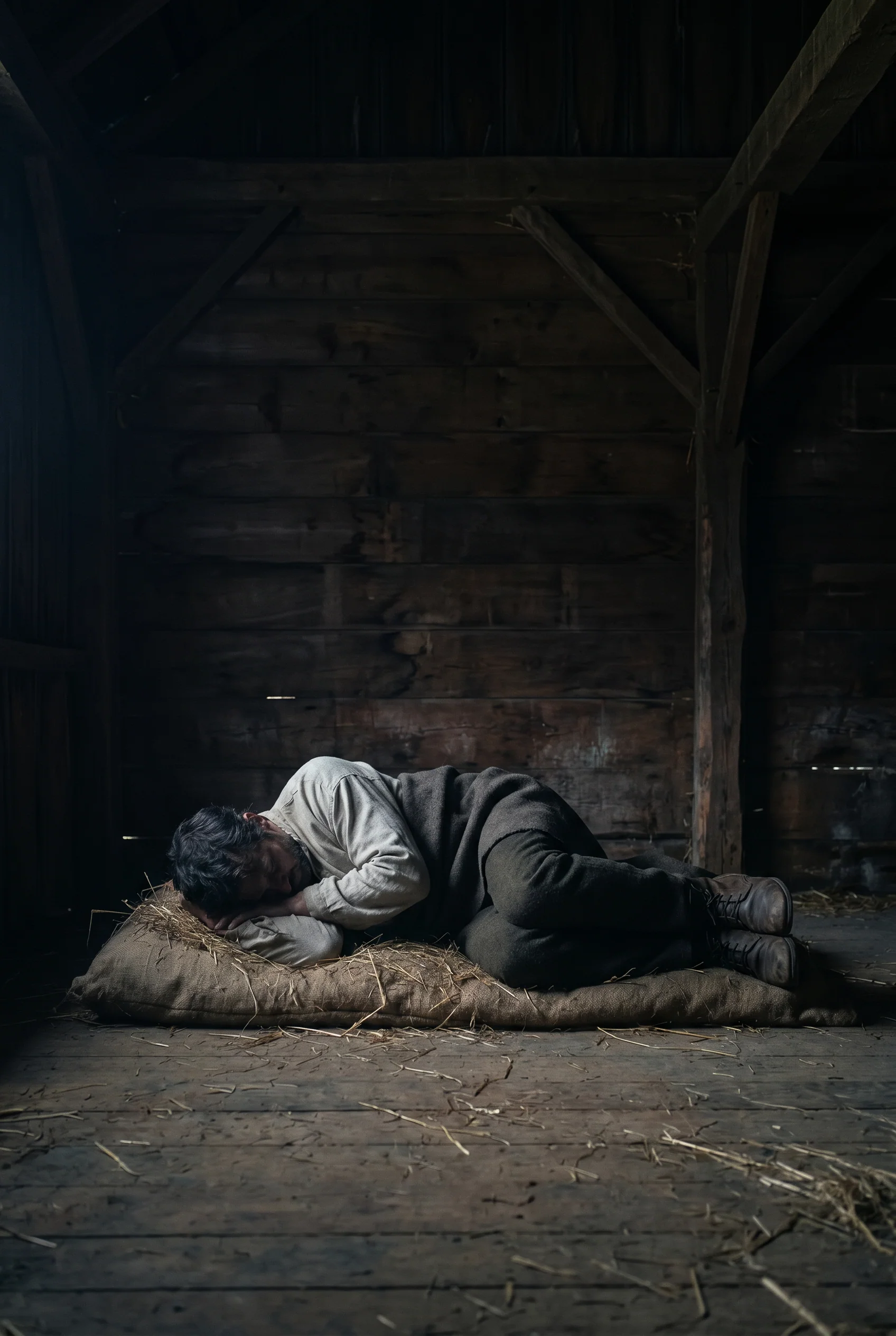 Servant on a sack of straw